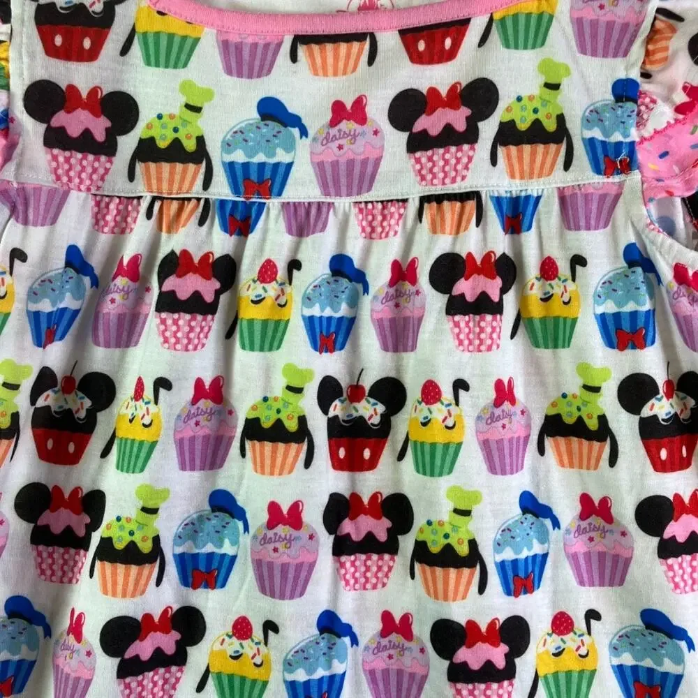 Disney Pajama Gown Girls 9/10 Character Cupcake PJ